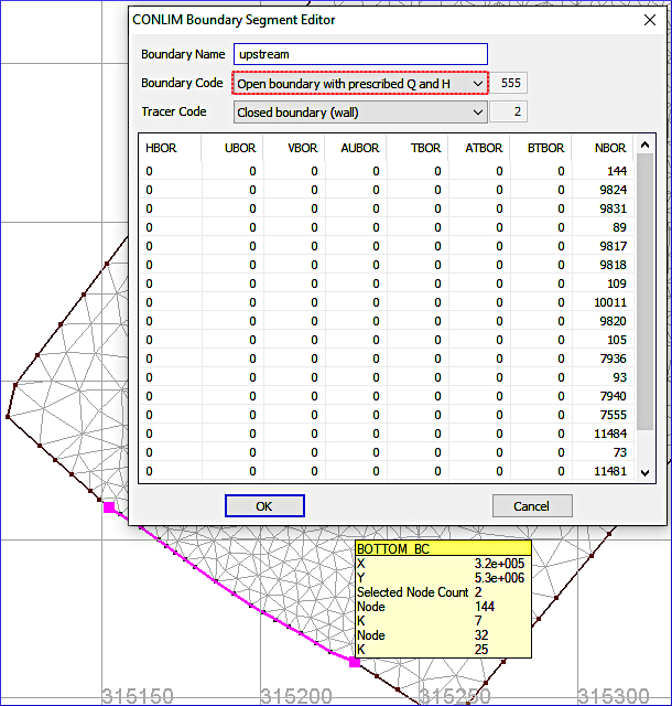 bluekenue boundary conditions conlim create upstream prescribed discharge flow