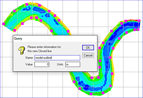 bluekenue draw closed line model boundary outline