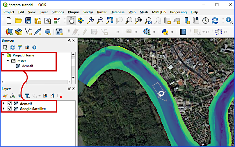 qgis import raster DEM basemap