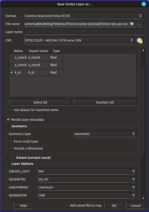 xyz file export attribute table friction points