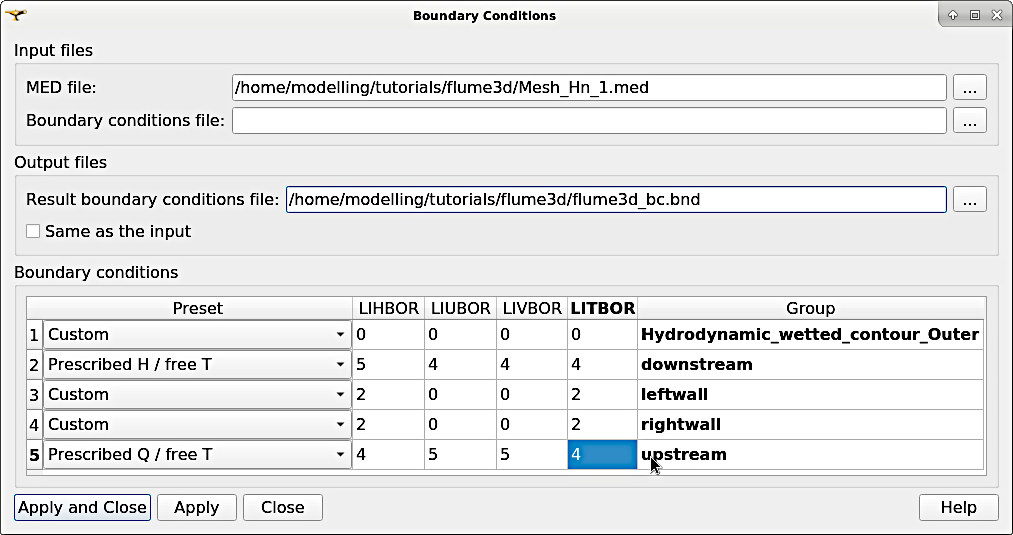 telemac salome hydrosolver create edit boundary conditions