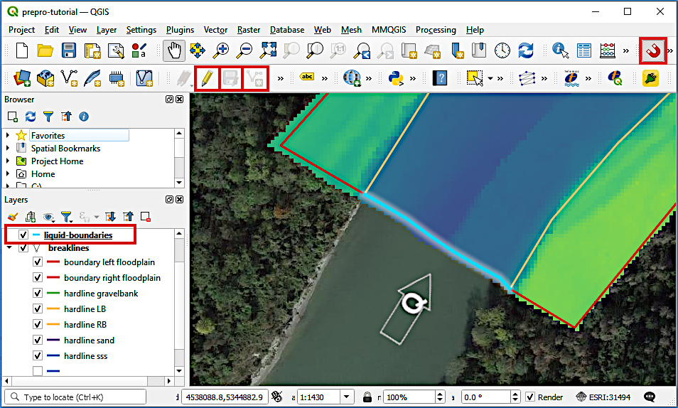 qgis basemesh draw inflow boundary line