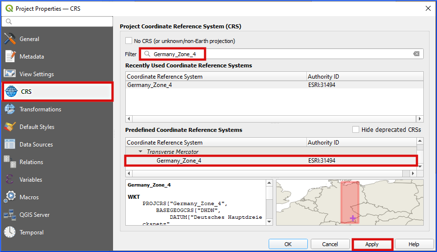 qgis set coordinate reference system crs germany zone_4 Inn river