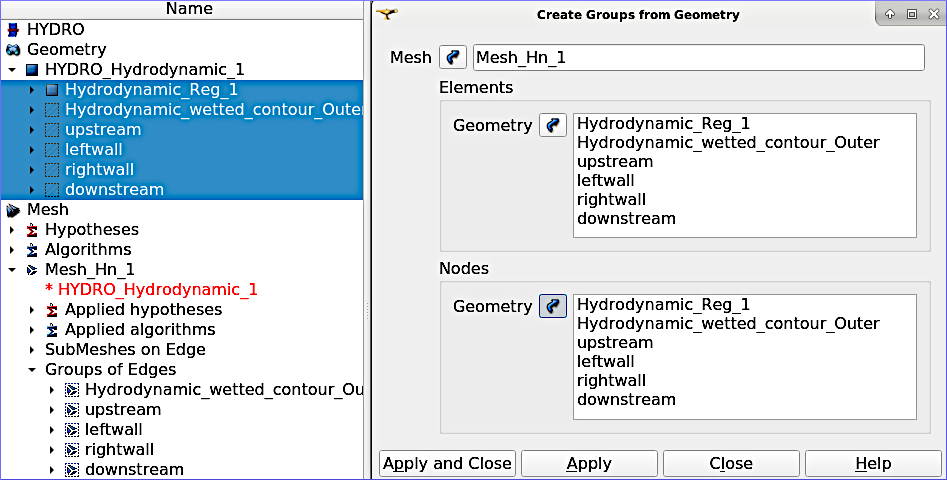 mesh export create groups select