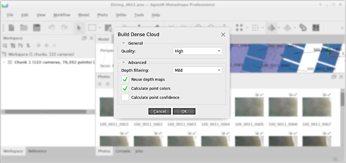 metashape dense point cloud