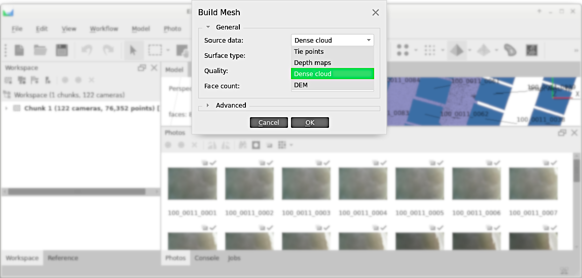 metashape mesh creation stl numerical model