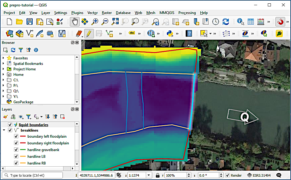 qgis basemesh draw outflow boundary line