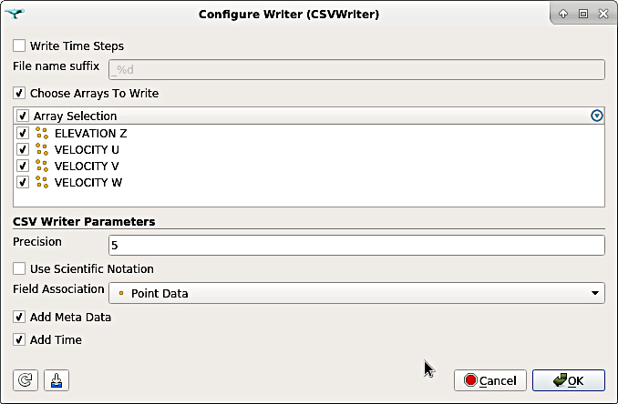 telemac3d salome export data csv paravis configure