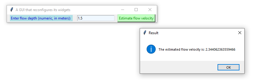 python GUI tkinter re-configured