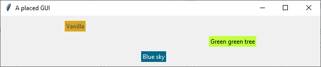 python GUI tkinter using placed