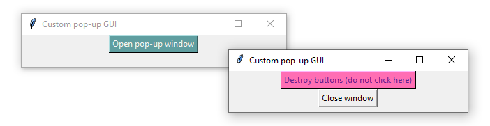 python tkinter popup window customized