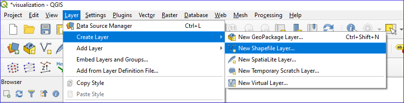 qgis create new shapefile