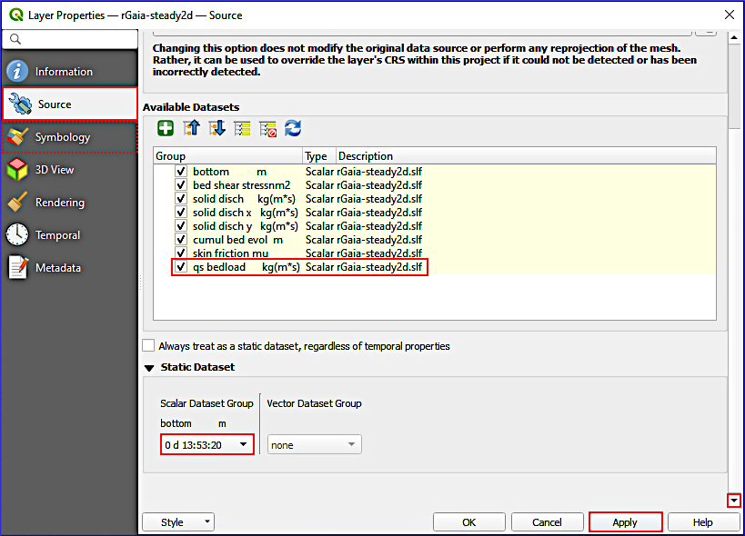 qgis telemac2d gaia morphodynamics solid discharge bedload results slf