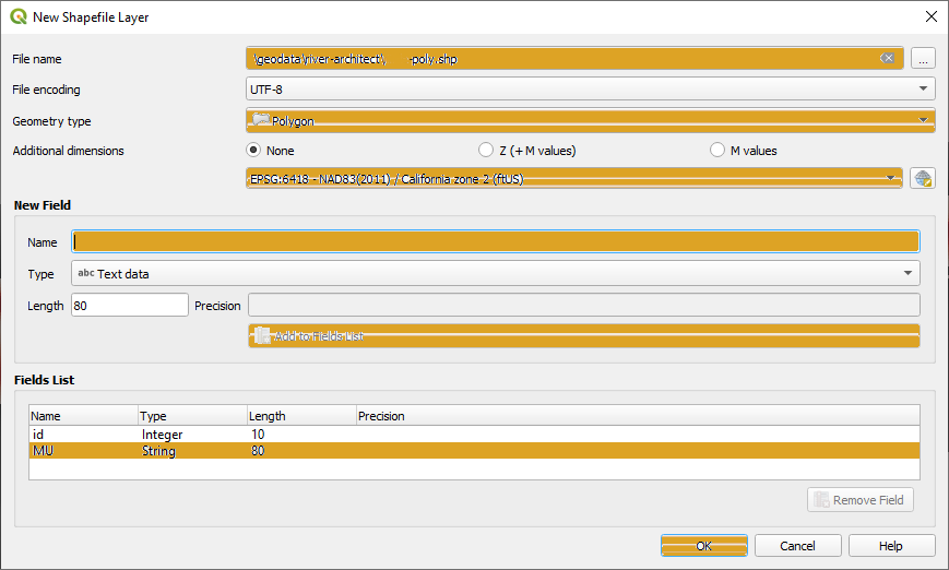 qgis define new shapefile