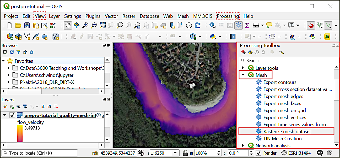 rasterize basement velocity water depth qgis