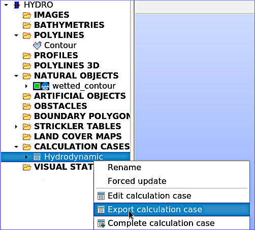 telemac salome hydro calculation case export menu