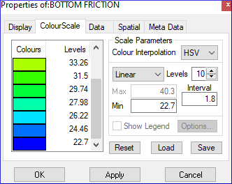 bottom friction colourscale selafin bluekenue