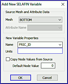 selafin add variable bluekenue roughness friction